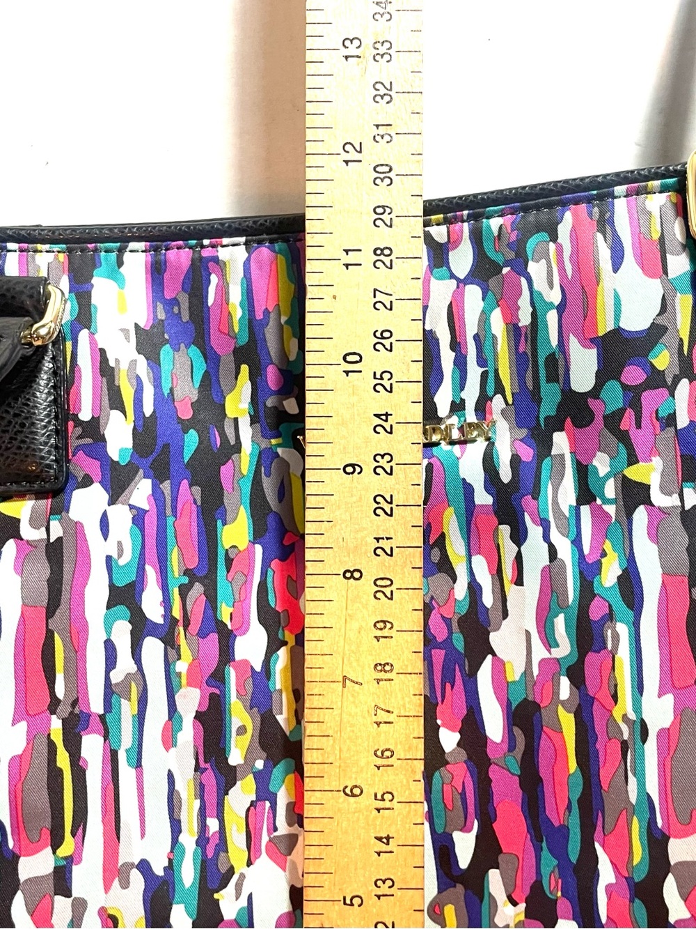 Vera Bradley Ella Tote Colorful Abstract Print Water-Resistant Bag Leather Trim - Picture 14 of 16